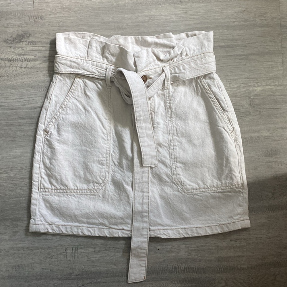 FREE PEOPLE Splendor in the Grass Cream Paper Bag Waist Mini Skirt 6